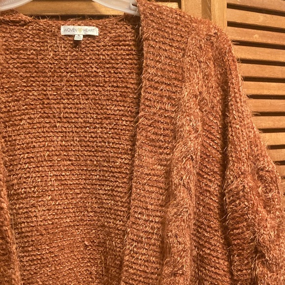 Woven Heart Rust Soft, Fuzzy and Cuddly Cropped Cardigan - Picture 6 of 16